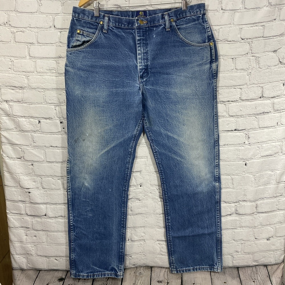 Wrangler Jeans 47MWZ Mens 38X30 Work Wear Western Cowboy Blue Straight Leg